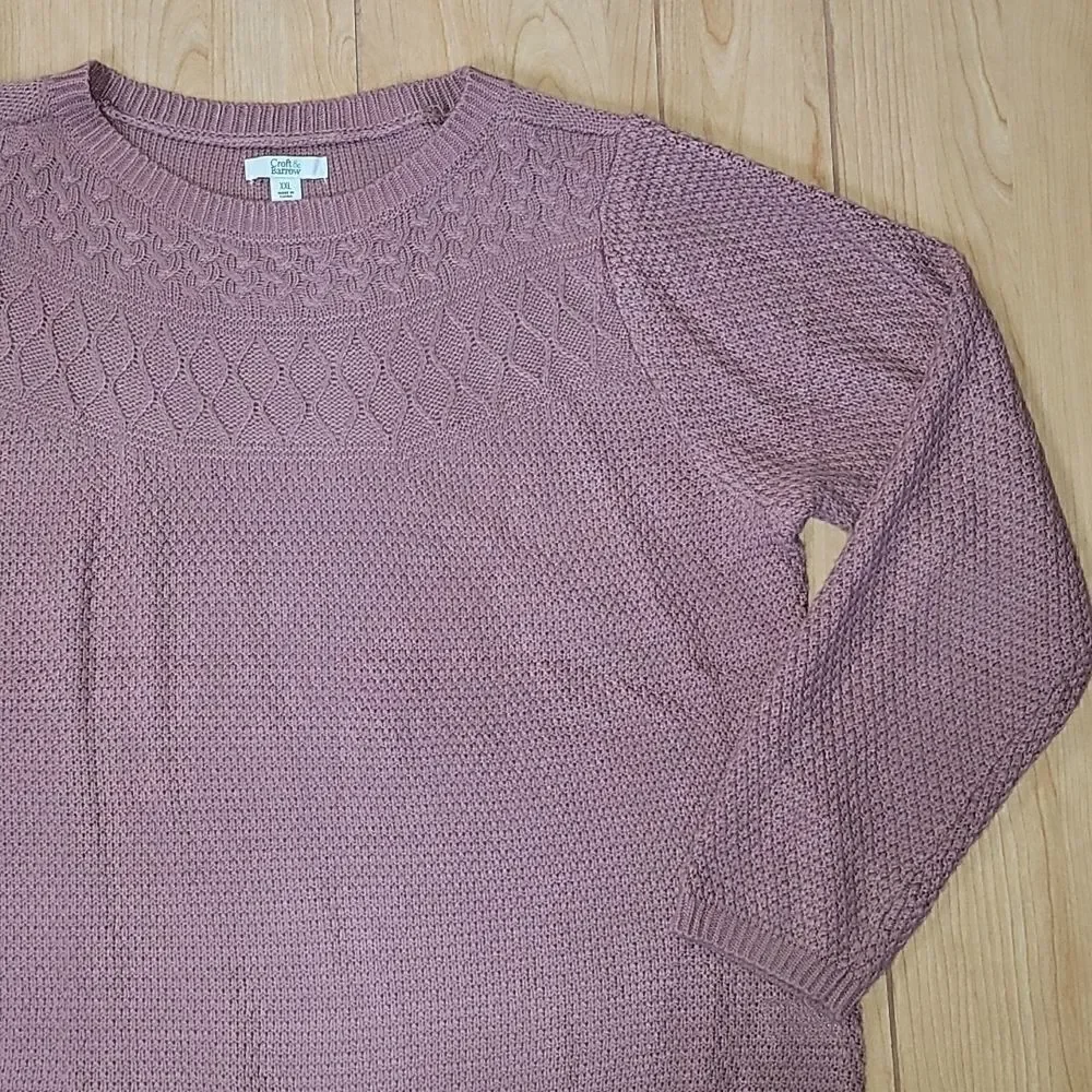 𝅺croft & BARROW DUSTY PINK LIGHTWEIGHT CREW NECK SWEATER, SIZE XXL